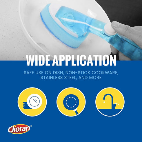 Dishwand Refills Soap Control Handle, 6 Heavy Duty Dish Wand Sponge Heads, Non Scratch Scrubbers Replacement Refill Brush Dispenser, Dishwashing S...