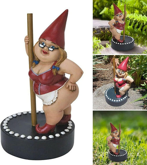 Funny Woman Dancing Gnome, Pole Dance Garden Gnomes, Funny Outdoor Indoor Statue for Home, Creative Figurine Decoration for Patio Lawn Garden Yard...