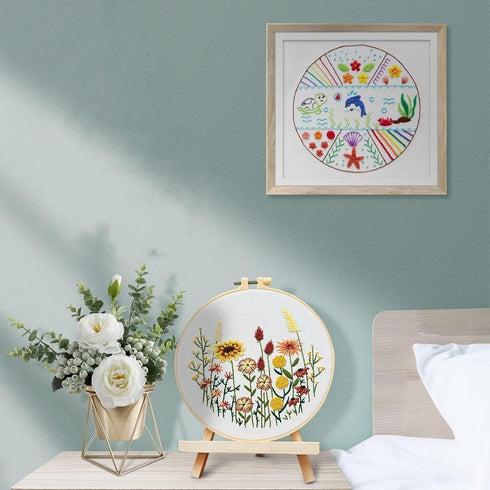 YSMNAIL Embroidery Kit for Beginners (4 Sets), Adjustable Bamboo Hoops, Floral Patterns, DIY Starter Kit for Adults, Hand Craft Art Craft Kit......