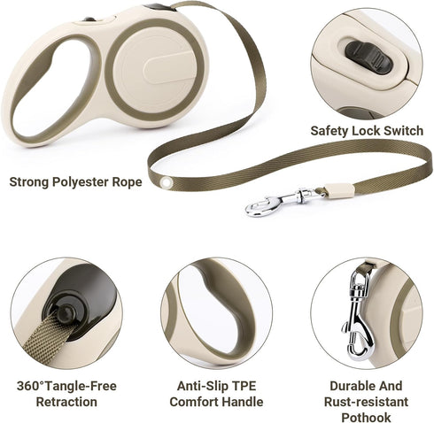 Segarty Retractable Leash Small Dog, 16ft Heavy Duty Walking Dog Leash for Medium Pet up to 44lb, Anti-slip Handle 360°Tangle-free Nylon Tape, One...