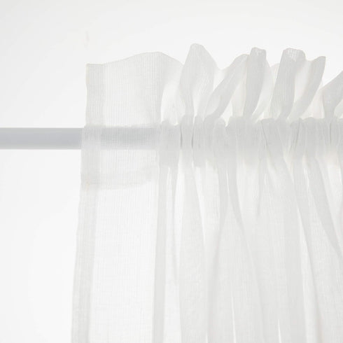 Aquazolax Privacy Sheer French Door Curtains White Semi Sheer Elegant Weaved Drapery Linen Textured Look Patio Door Panels for Front Side Door Win...