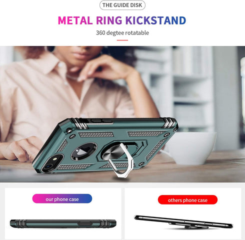 LeYi Compatible for iPhone 8, 7, 6s, 6 Case with 2 Pack Tempered Glass Screen Protector, Military-Grade Phone Case with Ring Kickstand for iPhone ...