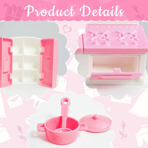 10 Pieces Mini Kitchen Set Dollhouse Kitchen Miniature Kitchen Set Doll Mini Kitchen for Kids Doll House Furniture and Accessories Set Mini Dollho...