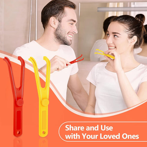 Chengu 4 Pieces Dental Floss Holder Reusable Flosser Reusable Floss Handle Holder Flossmate Handle for Oral Clearing (Red, Yellow)...