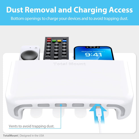TotalMount Hole-Free Remote Holder – Eliminates Need to Drill Holes in Your Wall (Premium White Holder for 3 or 4 Remotes)...