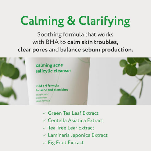 Face Republic Calming Acne Salicylic Cleanser 100mL | Vegan Certified | Acne Care | Low pH | Calming & Clarifying | Korean Skincare...