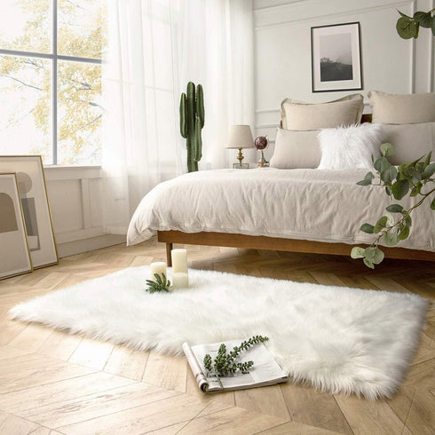 Ashler faux fur rug, Fluffy Shaggy Area Rug Ultra Soft 3 x 5 Feet Rectangle Fur Rug White Fuzzy Rug Machine Washable Shag Rug, Nursery Decor Throw...