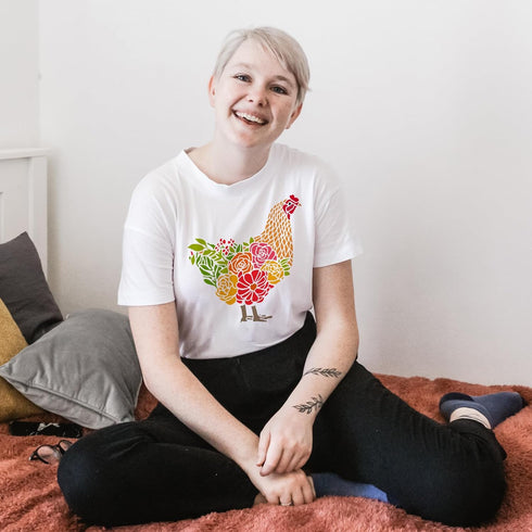 FINGERINSPIRE Chicken Stencil 11.8x11.8inch Rooster with Flowers Grass Drawing Template Hen Rooster Farmhouse Stencil Plastic PET Painting Stencil...