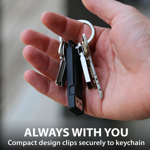 Lever Gear CableKit - Key Chain Charging Cable Compatible with Apple iPhone. Keychain Charger Cord + Micro USB Adapter or USB C Adapter, SIM Card ...