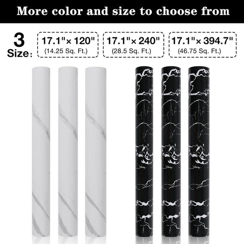 TORC White Marble Wallpaper Peel and Stick 17.1" x 120", Self Adhensive Faux Marble Contact Paper for Countertop Table Furniture...