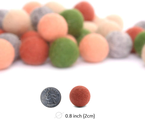 Glaciart One Wool Felt Balls, Felt Ball (50 Pieces) 2 Centimeters – 0.8 Inch, Handmade Felted 5 Arizona Boho Colors (Blush, Light Heather, Olive a...