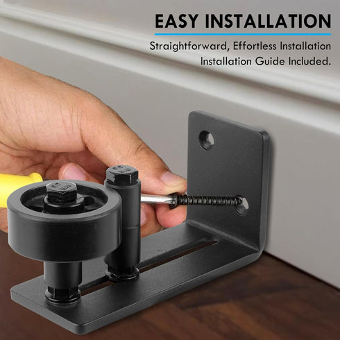 Barn Door Floor Guide - Sliding Barn Door Floor Guide for Bottom Adjustable Roller 8-Setup Options - Quiet Operations, Flush Design with Felt Stri...