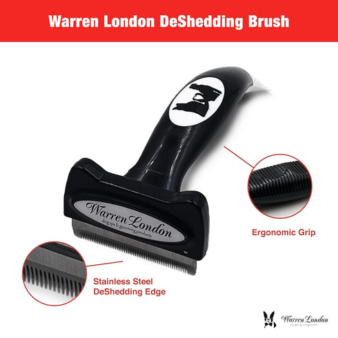 Deshedding Dog Brush by Warren London | Stainless Steel Deshedding Tool | Short Hair - Medium...