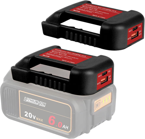 2 Pack USB Charger Adapter for Dewalt 20V Li-ion Battery with USB Output & Type-C Fast Charging Interface(Adapter Only)...