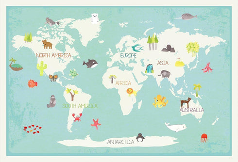 Our World Interactive Map, 16x20 Inch Print World Map, Children's Wall Art Map, Kid's World Map, Educational Nursery Décor, Nature Themed Nursery,...