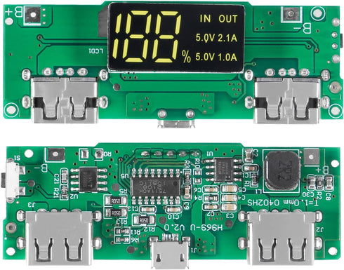 6PCS 18650 Charging Board,18650 Charger Board Dual USB 5V 2A 1A Mobile Power Bank Module Lithium Battery Charger Board Short Circuit Protection DI...