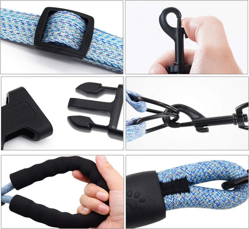 Dog Harness and Leash Set Adjustable Heavy Duty No Pull Puppy Pet Back Clip Halter Harnesses Anti-Twist Walking Rope Nylon Leashes for Large Mediu...