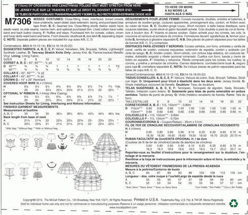 McCall's Patterns M7306 Corsets, Shorts, Collars, Hoop Skirts & Crown, A5 (6-8-10-12-14)...