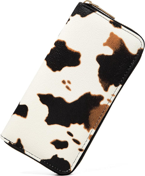 Cow Print Wallet Western Highland Cow Stuff Mother’s Day Gifts for Women Cowhide Ladies Slim Purse Credit Card Holder...