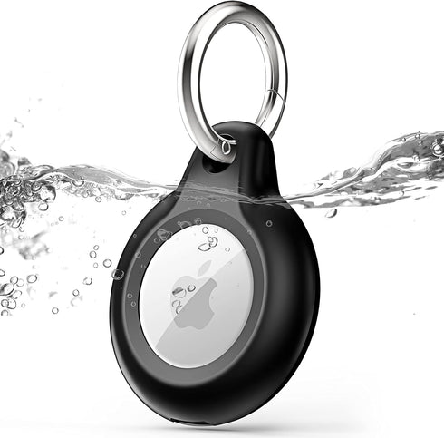 1 Pack IPX8 Waterproof Airtag Keychain with Airtag Holder Case,Full Body Shockproof,Anti-Scratch Cover Air tag for Cat,Dog,Keys,Luggage,Wallet(Bla...