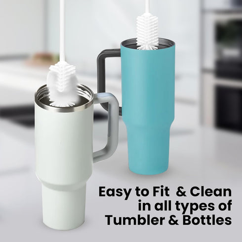 purifyou Platinum Silicone Water Bottle Cleaner Brush, Extra Long Handle 16 inch, with Cap Brush for Tumblers, Drinking Glasses, Vase - Perfect fo...