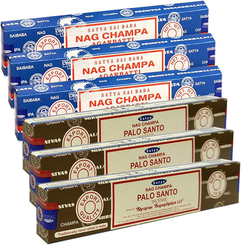 Nag Champa Palo Santo Incense Sticks & Holder Bundle Variety Pack from House of Satya Incense Sticks and Trumiri...
