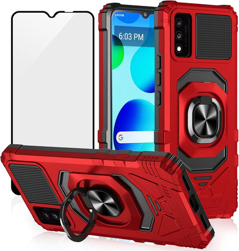 Ailiber for TCL 30T (T603DL) Phone Case, TCL 30 T Case with Screen Protector, Ring Kickstand for Magnetic Car Mount, Military Grade, Heavy Duty Sh...