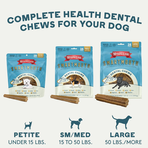 The Missing Link Smartmouth Vet Developed Dental Chew Treats, 7-in-1 Benefits: Healthy Teeth & Gums, Breath, Skin, Joints, Digestion, Heart, Immun...