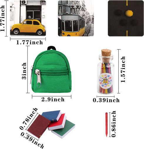 SOTOGO 31 Pieces Doll Accessories Include 10 Pieces Mini Doll Backpacks Mini Doll Bag Cute Zipper Backpack Mini Books Backpacks and 21 Pieces Mini...