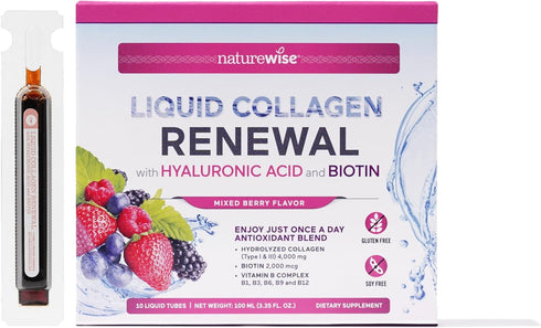 NatureWise Liquid Collagen for Women & Men 4000mg, Collagen Peptides with Biotin for Hair, Skin and Nails + Vitamin C + Vitamin B Complex - Collag...