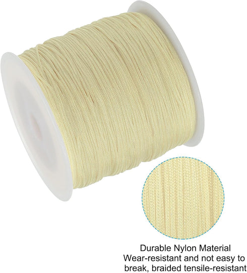 PATIKIL 0.8mm x 109 Yard Nylon Satin Cord, Nylon Beading String Knotting Cord Chain Braided Rope for Bracelets Jewelry Trim Chinese Knot, Beige...