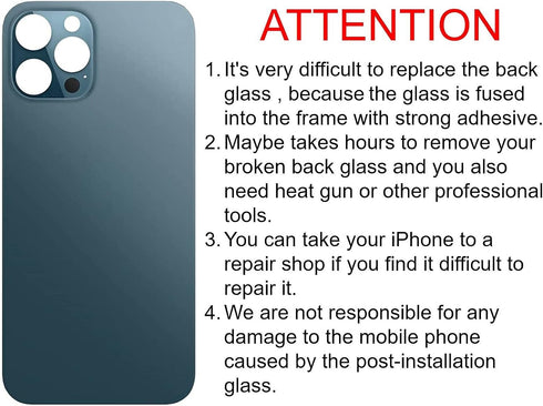 12 Pro Max Back Glass Replacement for iPhone 12pro Max Back Cover Glass 6.7 Inch with PreInstalled Tape Installation Instruction Repair Tools Scre...