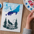 14 Pieces Wolf Stencils for Painting, Reusable Forest Wolves Mountain Stencils Template Wildlife Animal Wood Burning Stencils for DIY Crafts Canva...