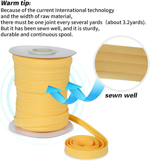 Tewadoo Bias Tape Double Fold 1/2 Inch - Orange Yellow 55 Yards Polyester Binding Tape for Sewing, Quilt Binding, Hemming, Seaming and Fabric Pipi...