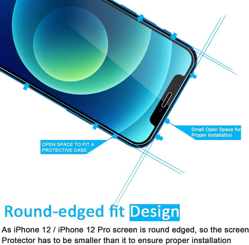 NEW'C 3 Pack Designed for iPhone 12/12 Pro (6.1") Screen Protector Tempered Glass, Case Friendly Anti Scratch Bubble Free Ultra Resistant...
