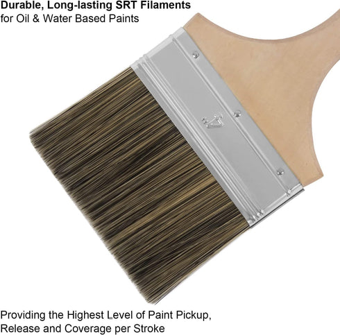 Double Thick Chip Paint Brush, 4 inch / 100mm Stain Brushes for Painting Walls and Fence Staining, Wooden Handle Masonry Paintbrush for Varnish, P...