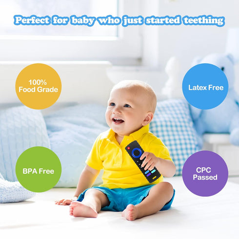 2-Pack Silicone Baby Teething Toys, TV Remote Teethers for 6-12-18 Months Infant, Fire Remote Shape Toddlers Silicone Teethers for Boys and Girls ...