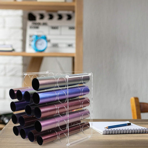 Vinyl Storage Rack 25-Holes Vinyl Holder Acrylic Vinyl Roll Storage for Craft Room, Vinyl Organizer for up to 25 Vinyl Rolls (25Holes)...