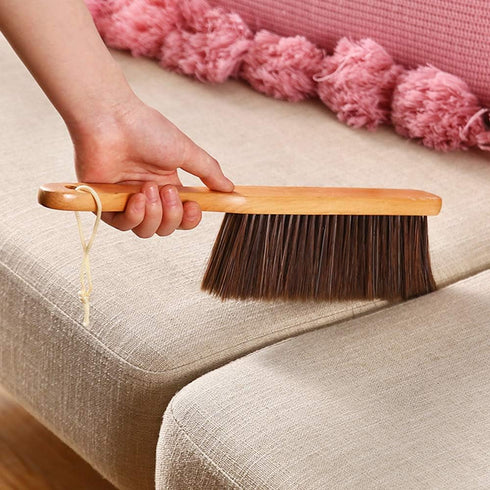 Hand Broom, Dust Brush, Horse Hair Brush with Wood Handle, Duster for Counter, Bench, Car, Furniture, Bed, Woodworking Cleaning...