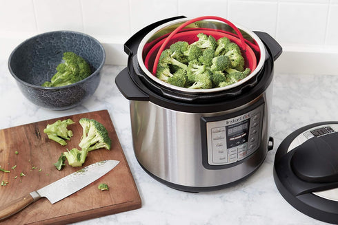 Fox Run Collapsible Silicone Steamer Basket Insert for Instant Pot, 6-Quart, Red...