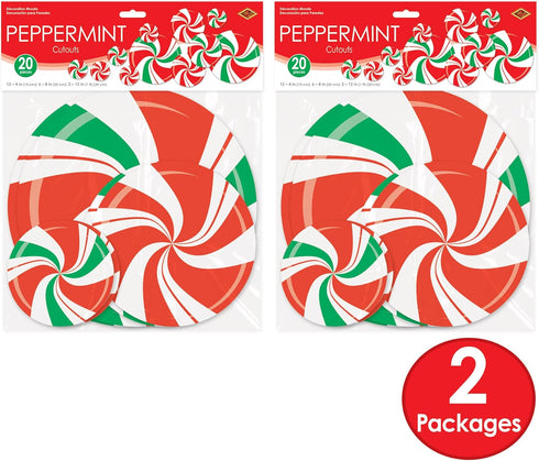Beistle 40 Piece Cardstock Paper Peppermint Cut Outs for Christmas Party Holiday Bulletin Board Classroom Candy Theme Wall Decorations, 4" - 12", ...