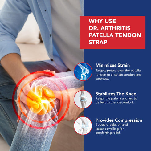 Dr. Arthritis Doctor Developed Patella Tendon Strap and Handbook for Patellar Tendonitis Jumper’s Knee, Pfps Runner’s Knee, ITBS, Chondromalacia (...