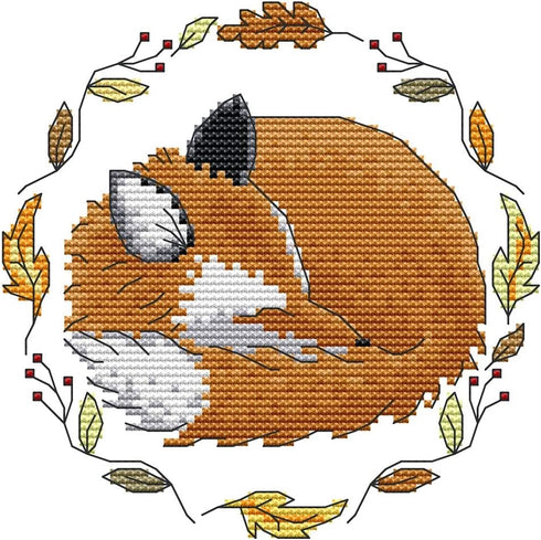 Cross Stitch Kits, Awesocrafts Hibernate-Fox Easy Patterns Cross Stitching Embroidery Kit Supplies Christmas, Stamped or Counted (Fox, Counted)...