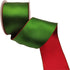 Wired Satin Ribbon Reversible Red Green Ribbon for Christmas Decoration,Wreath Bow,Floral Craft,2-1/2 Inch X 10 Meters...