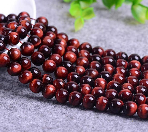 Natural Stone Beads 100pcs 6mm Red Tiger Eye Round Genuine Real Stone Beading Loose Gemstone Hole Size 1mm DIY Charm Smooth Beads for Bracelet Nec...