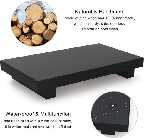 Black Bathroom Counter Tray Decor Farmhouse Wood Risers Kitchen Soap Sink Tray for Countertop Decorative Vanity Tray Soap Dispenser Holder Wooden ...