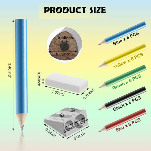 30 Pieces Short Triangular Fat Pencils Bulk 3.5 Inch Wooden Triangular Jumbo Pencils for Preschoolers, Kindergarten, Toddlers & Beginners with Pen...