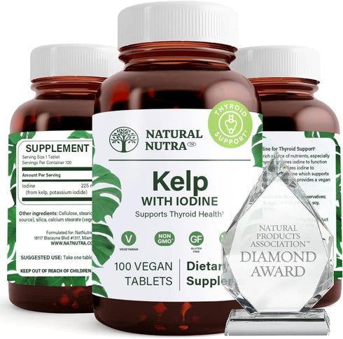 Natural Nutra Kelp Iodine Supplement, Helps Improve Brain Health, Strengthens Immune System, and Regulates Metabolism, Vegan Sea Kelp, Atlantic So...