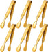 6-Pieces 6 Inch Gold Mini Tongs for Appetizers, Gold Serving Utensils for Serving Appetizers, Ice, Sugar...