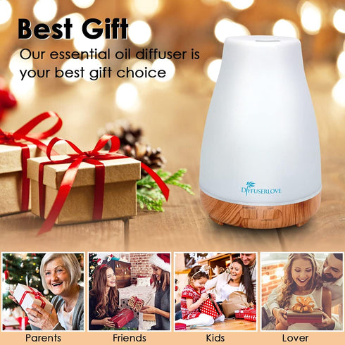 300ML Diffuser Essential Oil Diffuser Remote Control Aromatherapy Diffuser Mist Humidifiers with 7 Color LED Lights for Bedroom Office House Kitch...